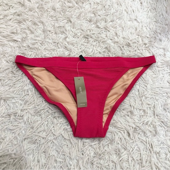 J Crew Ribbed trim hipster full coverage bikini bottom‎ pink - Picture 1 of 3